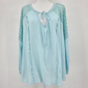 Jessica Simpson Blue Boho Peasant‎ Blouse Womens 2X